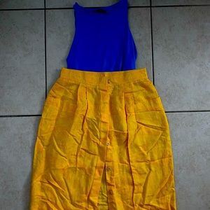 christian dior yellow mid skirt